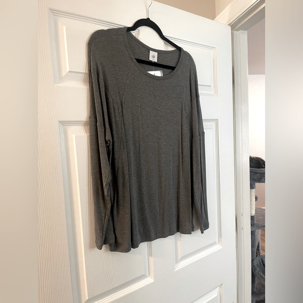CAbi~~50% off. Lush horizons, cut up tee, size medium color, charcoal.